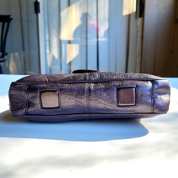 The Sak Pink Label Y2K Shoulder Bag - Pebbled Leather in Metallic Plum Color - Picture 10 of 16